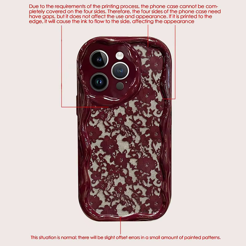 Wolkerfly Stoßfeste Silikon-Handyhülle mit Spitzenmuster für iPhone 11 bis iPhone 17 Pro Max in Rot - Bild 4