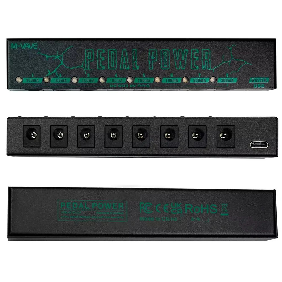 M-VAVE Pedal Power Netzteil für E-Gitarren-Effektpedale mit 10 isolierten 9V DC Ausgängen in Schwarz - Bild 2
