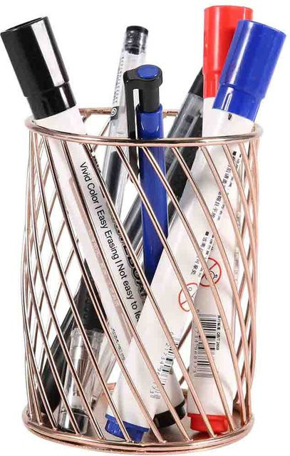 DIYelecs Desktop-Organizer aus Metall als Stifthalter und Aufbewahrungskorb in Roségold - Bild 1