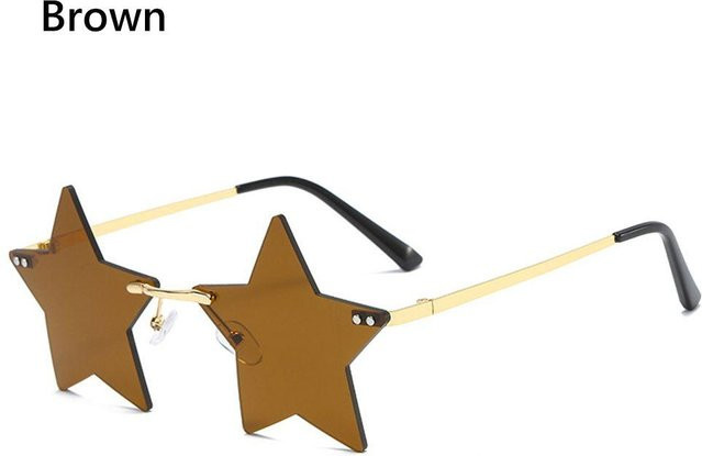 Yiran Health & Beauty Sonnenbrille, Sternform, randlos, Unisex, brown, Metal - Bild 1