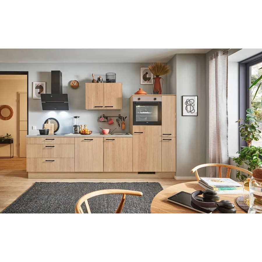 pino Küchenzeile Eiche Aviva mit 1 Seitenschrank und Anschlag rechts, Farbe Eiche Hell - Bild 2