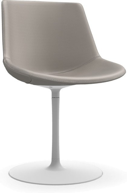 MDF Italia Flow Drehstuhl mit Tellerfuss aus Leder in Beige - Bild 1
