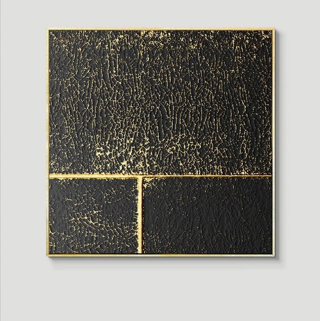 TPFLiving Leinwandbild Nordic Art Abstrakte Quadrate in Gold und Schwarz, B/H: 30 x 30 cm - Bild 1