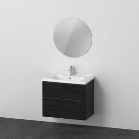 Duravit D-Neo Möbel-Set für das Badezimmer mit Waschtisch-Unterbau und Universal Licht Spiegel in Eiche Schwarz - Bild 1