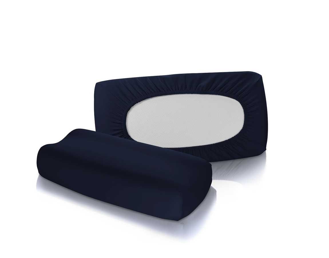 2er Set Fleuresse Jersey Spannbezüge für Nackenstützkissen Vital Comfort in Nachtblau - Bild 1