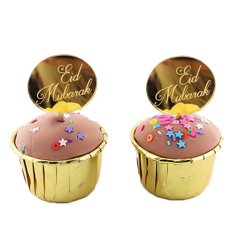 8er Set Eid Mubarak Kuchen Topper von Alivparty in Gold für Ramadan und Islamische Feste - Bild 3