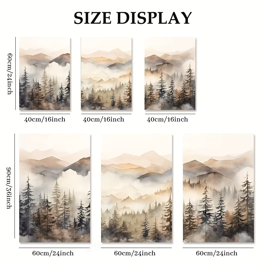 Potdemiel 3-teiliges Set abstrakte Landschaftsmalerei auf Leinwand, modern, mehrfarbig, B/H: 90 x 60 cm - Bild 2