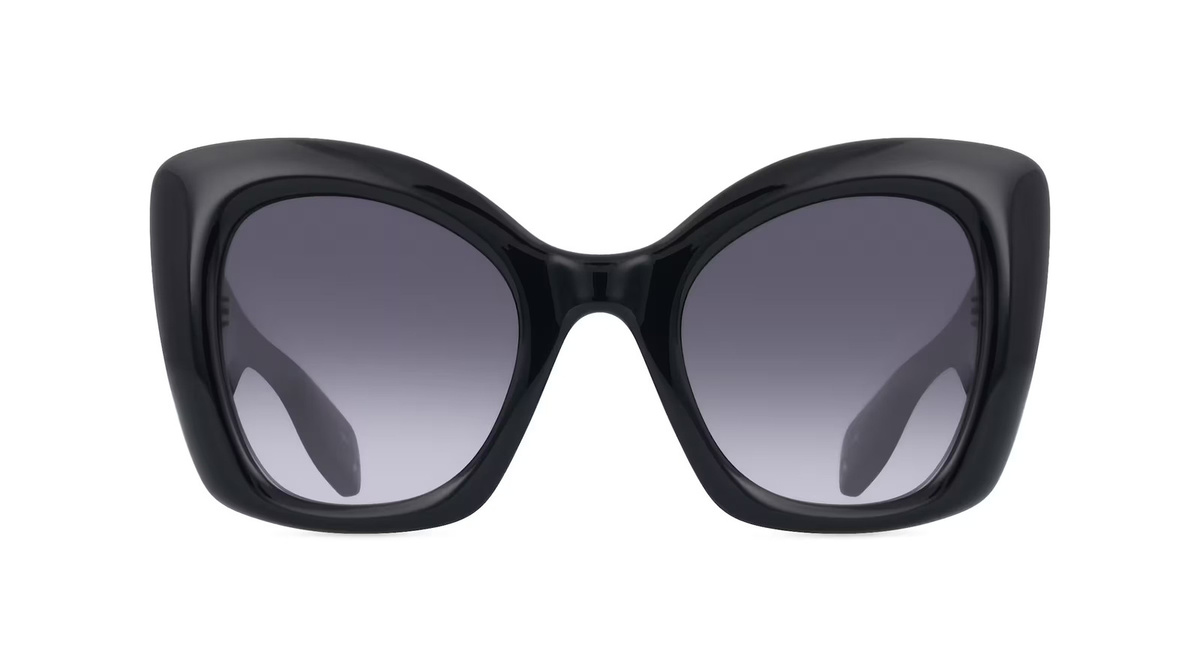 Alexander McQueen AM0402S Sonnenbrille Butterfly, Vollrand, Kunststoff, Damen, schwarz grau - Bild 1