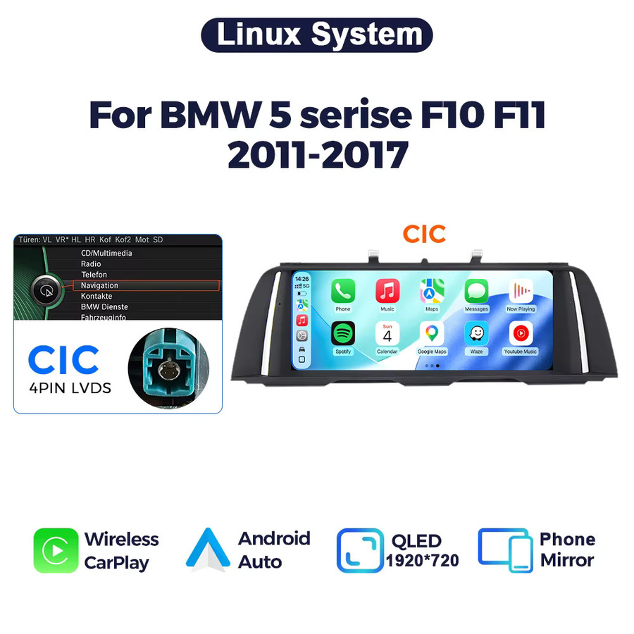 MEKEDE Linux-System Autoradio für BMW 5er F10 F11 2012-2017 mit 10,25 Zoll QLED-Touchscreen, WiFi, Bluetooth, GPS, Wireless CarPlay und Android Auto in Schwarz - Bild 6