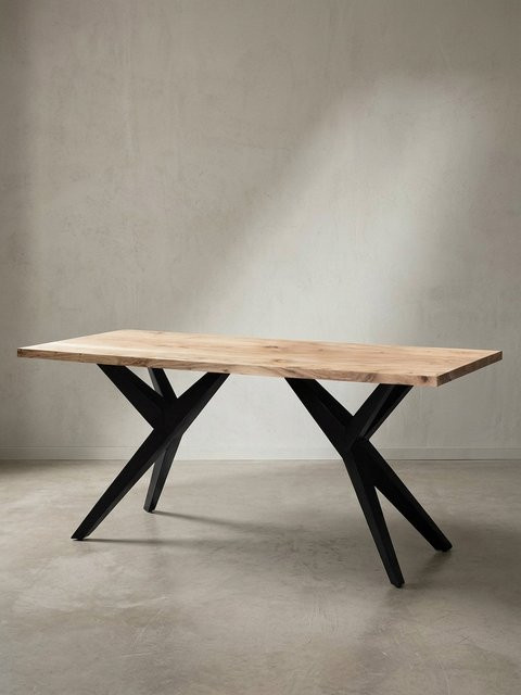 Esstisch aus Massivholz Akazie und Metall im Loft-Stil, Rechteckig, Braun, B/T/H: 200 x 100 x 76 cm, KADIMA DESIGN - Bild 1