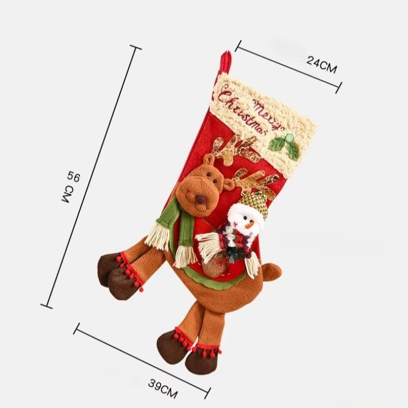 Weihnachtssocke als Geschenktüte für Kinder im Schneemann-Design aus Flanell und PU-Material - Bild 2