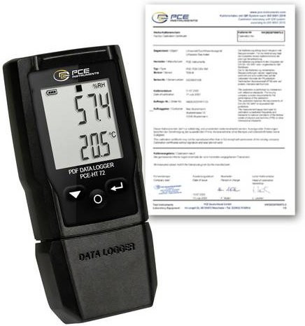 PCE Instruments PCE-HT 72-ICA PDF-Datenlogger in Schwarz mit ISO-Zertifikat und Messbereich 0% bis 100% rF (±0,1% rF) sowie Speicherfunktion von 2s bis 24h - Bild 1