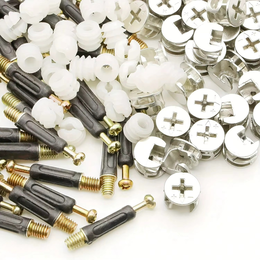 150-teiliges 3-in-1 Möbelbefestigungsset in Silber zur schnellen Montage mit abnehmbarer Industrie-Hardware - Bild 3