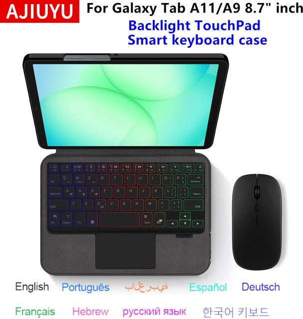 Touchpad-Tastatur Hülle für Samsung Galaxy Tab A9 8,7 Zoll SM-X130 X133 X135 und Tab A11 in Schwarz - Bild 1