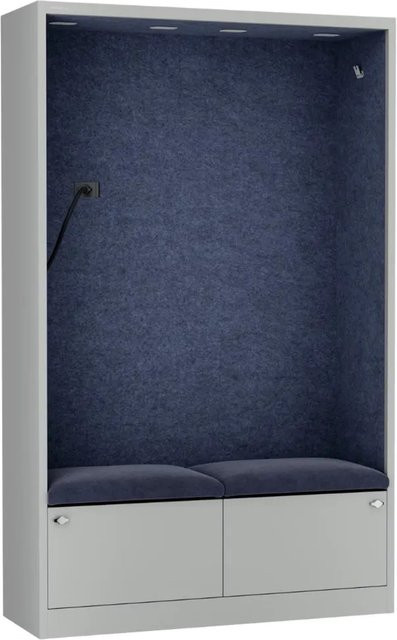 JAN NOWAK Akustikkabine SALLY Telefonkabine mit Schalldämmung, Farbe: Grau-Blau, H x B x T: 185 x 115 x 40 cm - Bild 1