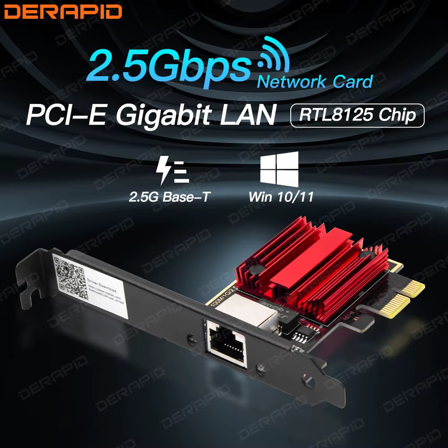 DERAPID 2,5G PCIe zu RJ45 Netzwerkkarte mit RTL8125B Chip, 2500Mbps Gigabit Ethernet LAN-Adapter für Windows 10/11 Desktop-PC - Bild 2