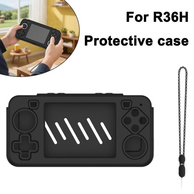 Anbernic Silikon Schutzhülle für R35H Retro Handheld Spielkonsole in Schwarz - Bild 1
