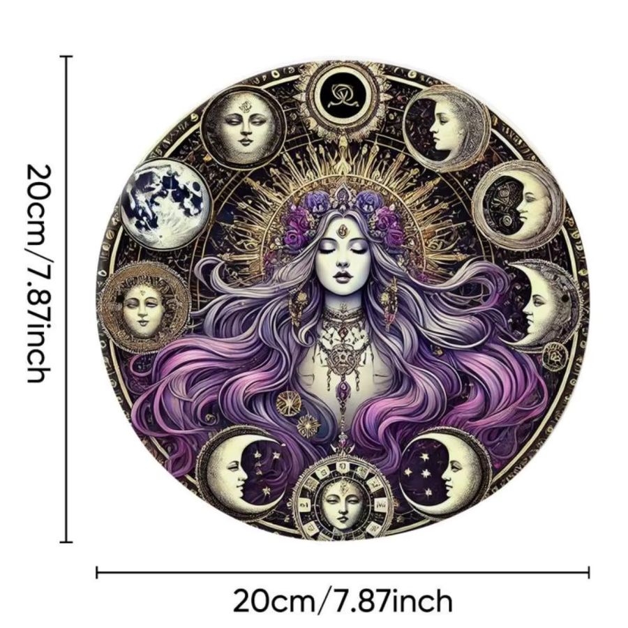 CIFBUY Hecate Gothic Magic Metallschild mit Mondblumenmuster, Multicolor, B/H: 20,32 x 20,32 cm - Bild 2
