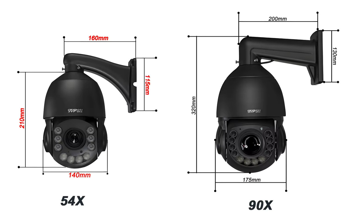 TVPSii Speed PTZ Dome IP-Kamera in Schwarz mit 4K 8 MP Auflösung, 90X Zoom und Laser-Infrarot-Autotracking sowie Audioüberwachung und Wi-Fi - Bild 2