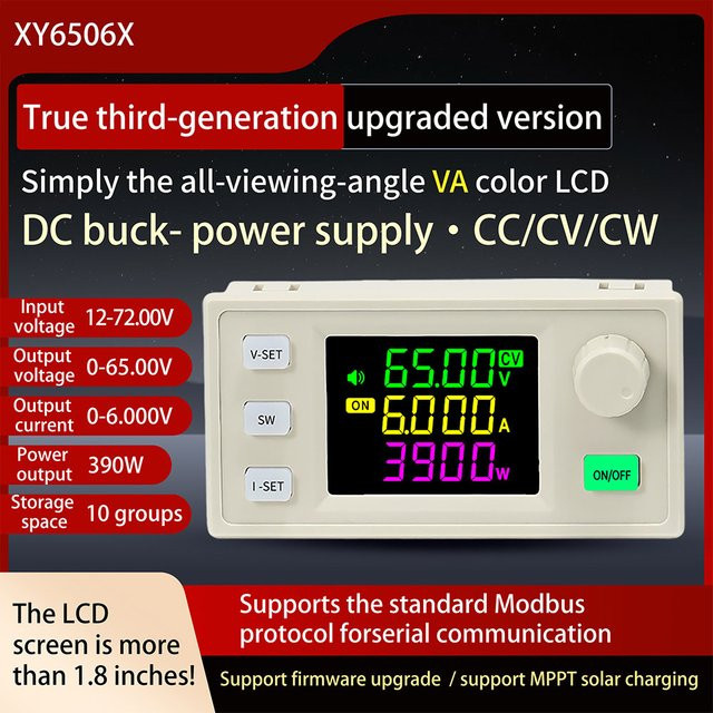 Gaqqee Buck Converter XY6506 XY6509 Step-Down Modul mit LCD zur einstellbaren geregelten stabilisierten Spannung, 72V 6A 9A 390W 585W CC CV Netzteil, Weiß - Bild 1