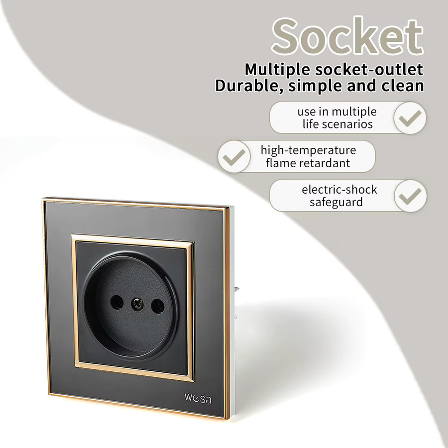 WESA Wandsteckdose mit eingebettetem Stecker in Schwarz, EU-Standard, flammhemmend, 250 V - Bild 2