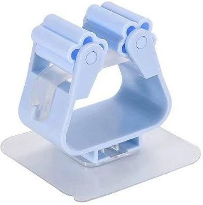 JR-Studio Wandmontierter Mopp- und Besenhalter aus Kunststoff, Selbstklebend, Blau, 4 Stück - Bild 1