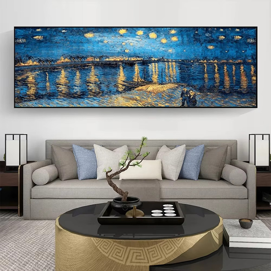 JKPICTURE Wandkunst Sternennacht von Van Gogh als minimalistisches Leinwandposter in Blau - Bild 2