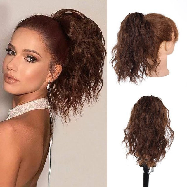 Lupu Clip-In Haarverlängerungen, Synthetisch, Lockig, 30 cm, Weiß, Unisex - Bild 1