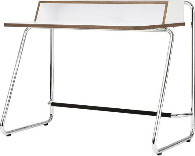Thonet S 1200 Schreibtisch in Nussbaum und Weiß mit Stahlrohr-Gestell - Bild 1