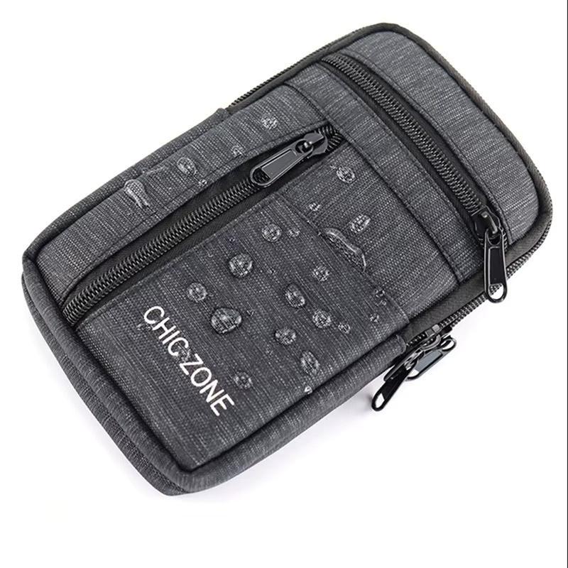HAISSKY Gürteltasche für iPhone 13 14 15 16 17 Pro Max Plus mit Reißverschluss und Lanyard in Grau - Bild 2