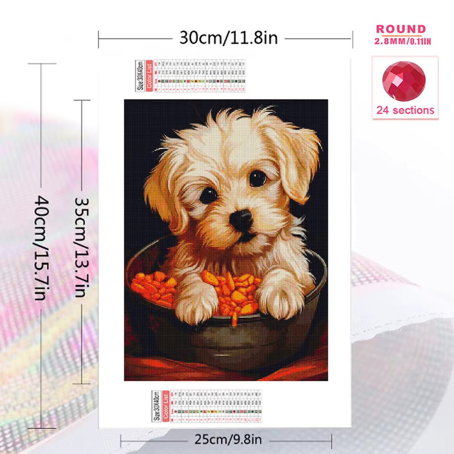 EverShine DIY Diamantmalerei Set Hund Motiv in abstrakter Wandkunst-Optik, Multicolour, B: 30,0 cm, H: 20,0 cm - Bild 2