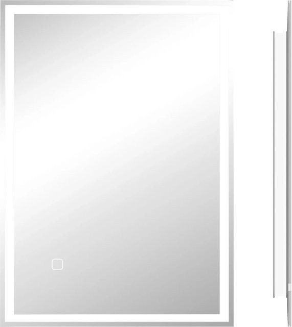 HOMCOM Badezimmerspiegel aus Glas in Silber, B: 50 cm, H: 70 cm, T: 4 cm - Bild 1