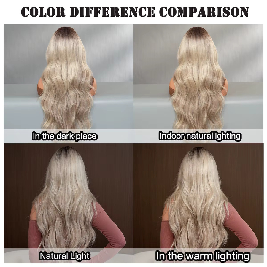 7JHH WIGS Perücke, lang, gewellt, aschblond, Damen - Bild 3