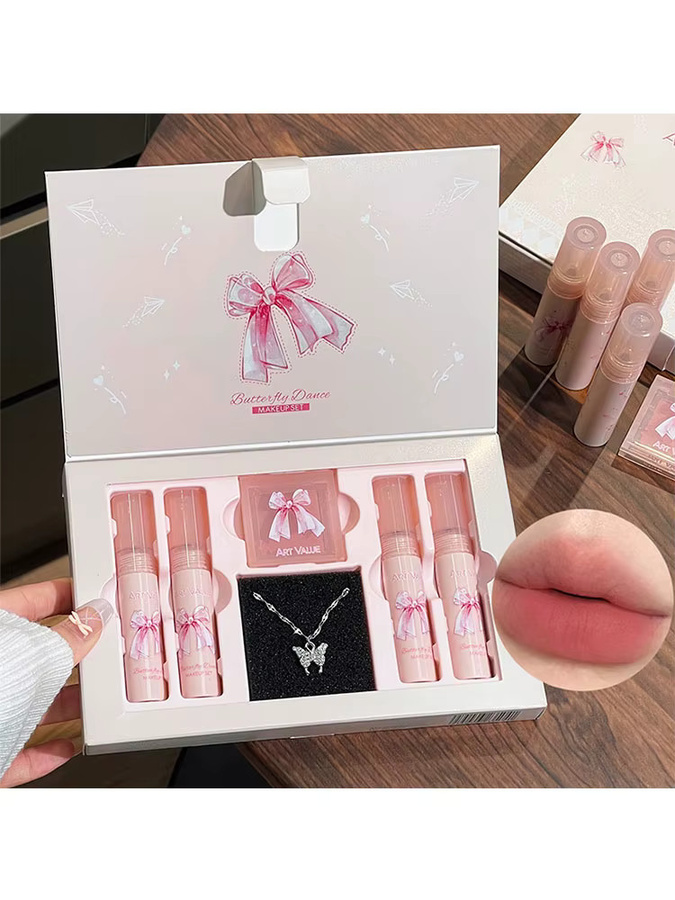 Matte Lippenstift Set, 6 Teile, Nude Lip Gloss und Lip Glasur Palette - Bild 5