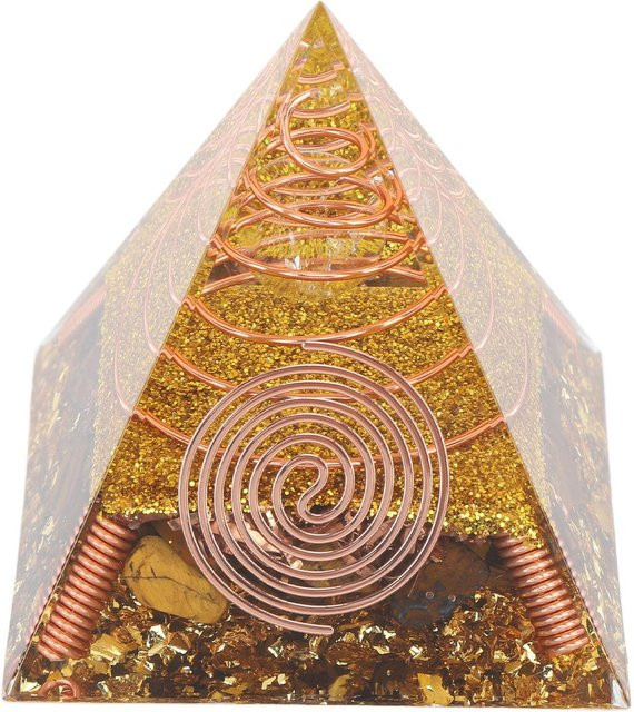 TOMTOP JMS Positive Energie Pyramide Tischornament zur Stressreduzierung und Meditation in Beige und Gold, Höhe: 6 cm - Bild 1