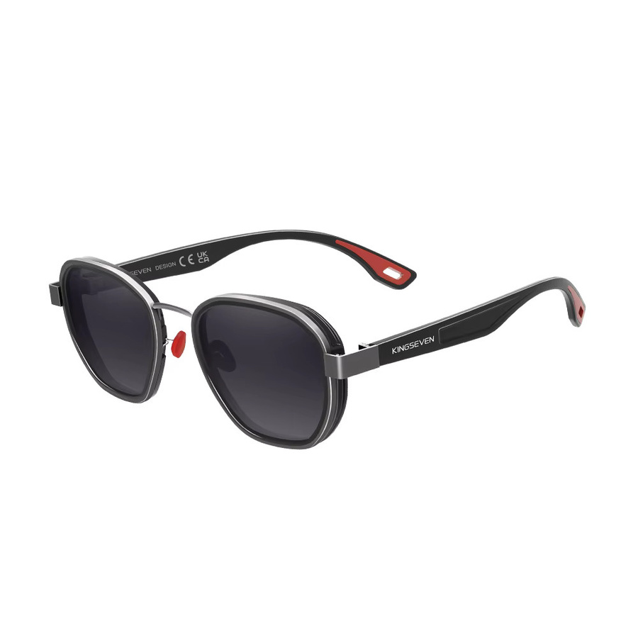 KINGSEVEN Sonnenbrille rund, Vollrand, schwarz, Unisex, polarisiert - Bild 3