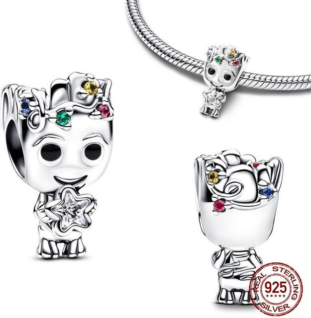 Mickey Minnie Marvel Iron Man Anhänger, Kupfer, Silber, Zirkonia, Kristall, Damen - Bild 1
