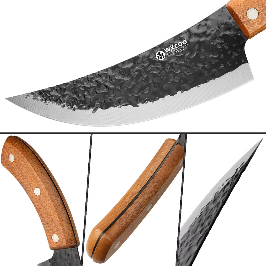 WXCOO Handgeschmiedetes Kochmesser mit ergonomischem Holzgriff in Braun - Bild 5