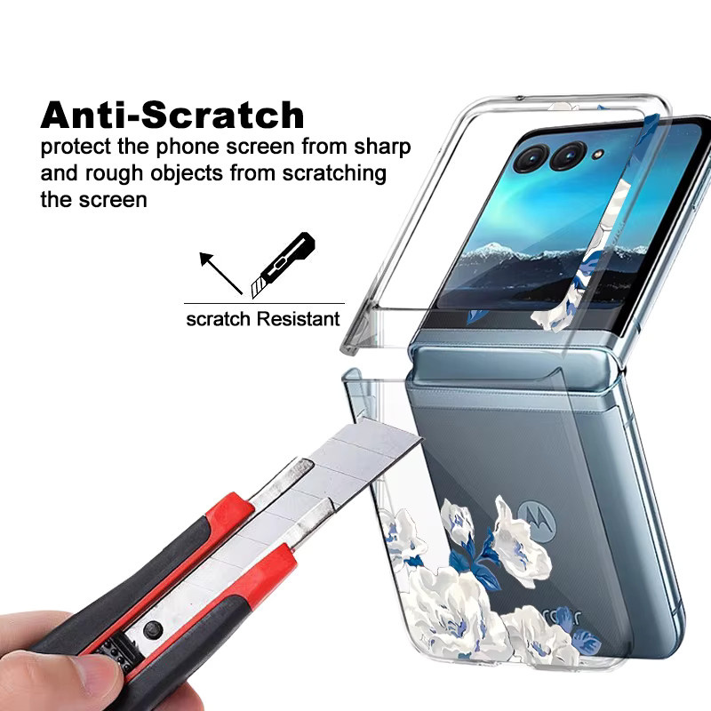 Stoßfeste transparente Handyhülle mit rosa Blumenmuster für Motorola Razr 60 und Razr 50 - Bild 2