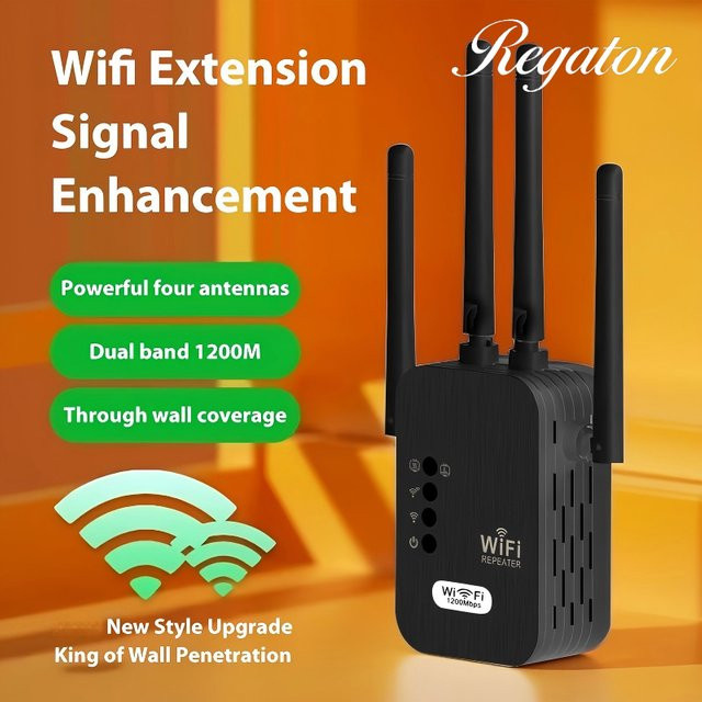Regaton WLAN-Repeater Dual-Band 1200Mbps Schwarz - Bild 1