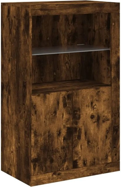 vidaXL Beistellschrank aus Holzwerkstoff in Räuchereiche mit LED-Beleuchtung und Glas, B/T/H: 76,0 x 37,0 x 100,0 cm - Bild 1