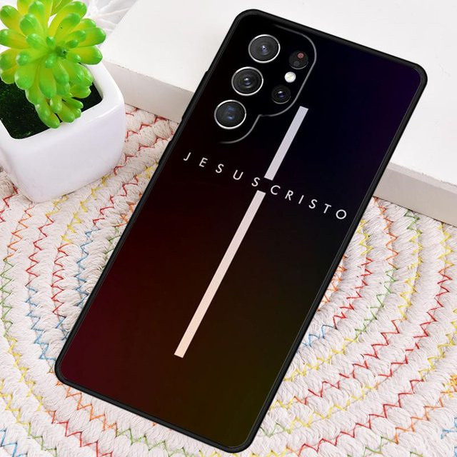 Weiche Handyhülle mit christlich religiösem Jesus Motiv für Samsung Galaxy Note 10 Pro, S26 Ultra, S23, S24 FE, S25, S21, S22 Plus in Schwarz - Bild 1