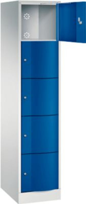 C+P Schließfachschrank Resisto mit 5 Fächern und Schloss, Lichtgrau/Lichtblau, B/T/H: 39,6 x 54,0 x 195,0 cm - Bild 2