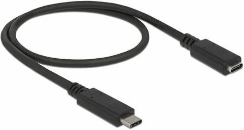 Delock USB-C Verlängerungskabel USB 3.2 Gen 1, USB-C Stecker auf USB-C Buchse, Schwarz, Länge: 0,5 m - Bild 1