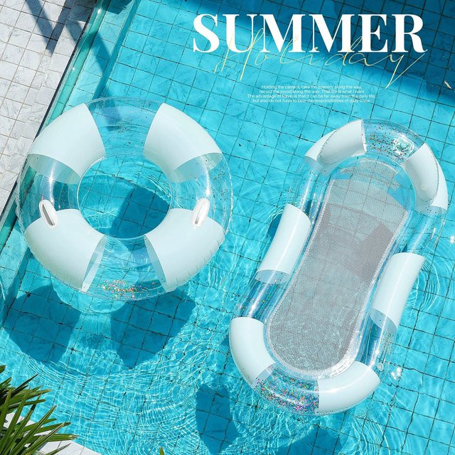 Minimalistischer Pailletten-Schwimmring als aufblasbare Pool-Liege für Erwachsene von CatXaa - Bild 1