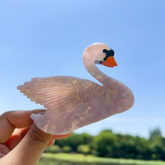 StrideBox Haarklammer Schwan Acetat, Schwarz-Weiß, Damen - Bild 1