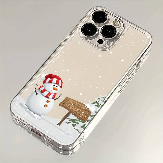 Transparente TPU-Handyhülle mit Weihnachtsschneemann-Muster für Apple iPhone 17 16 15 14 13 12 11 Pro Max Air Plus Serie - Bild 1