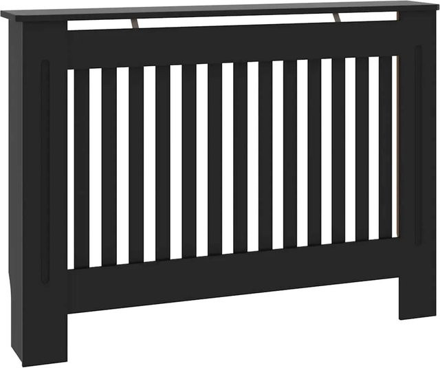 vidaXL Heizkörperverkleidung in Schwarz mit modernem Latten-Design aus MDF, B/T/H: 112 x 19 x 81,5 cm - Bild 1