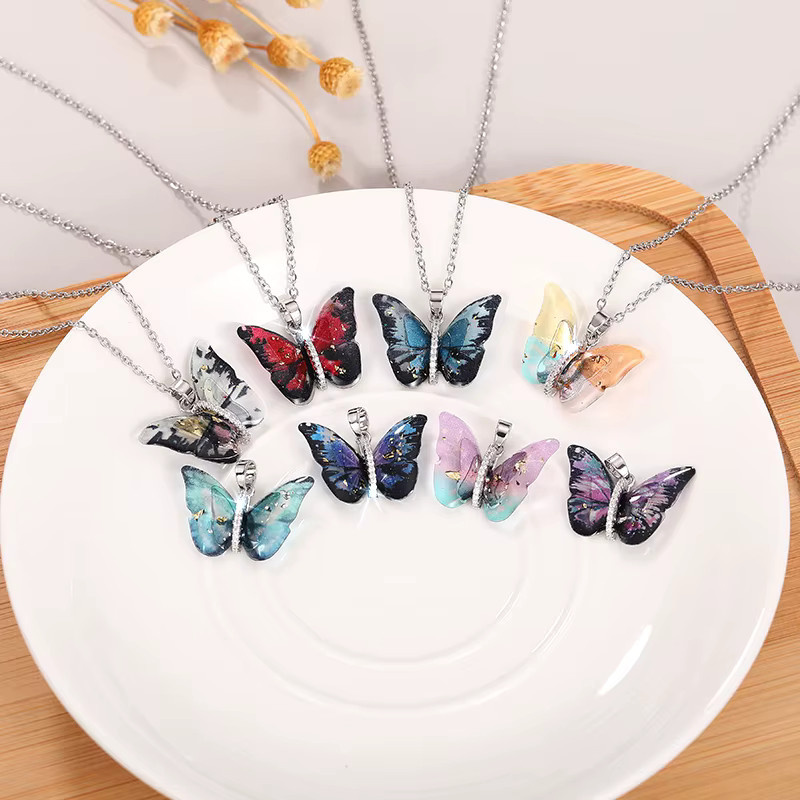 Huitan Halskette Schmetterlings-Anhänger, Silber, Zirkonia, Damen - Bild 1