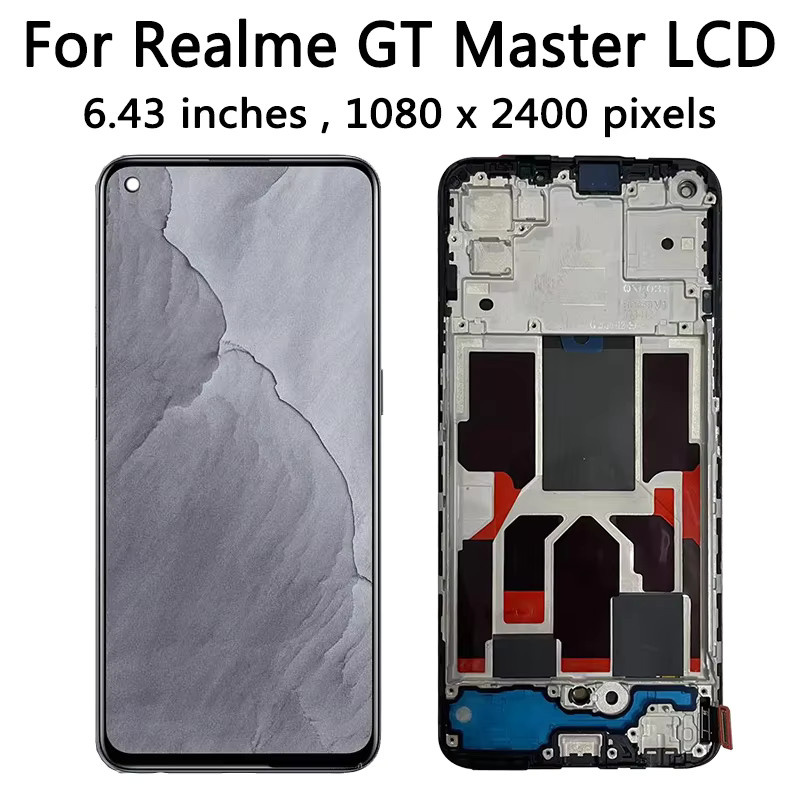 Oppo Realme GT Master Edition Display-Bildschirmrahmen mit Super AMOLED Touchpanel Digitizer in Schwarz - Bild 3
